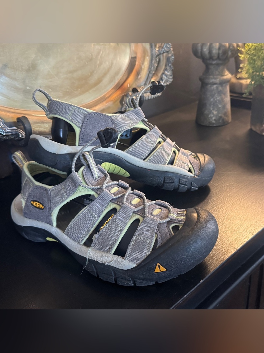 Keen Unisex Hiking, Grey and Lime Closed-Toe Sandals
